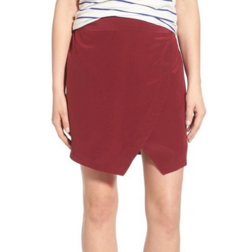Madewell Parkway Burgundy Silk Skirt